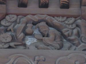 龍ヶ崎八坂神社虹梁上琵琶板