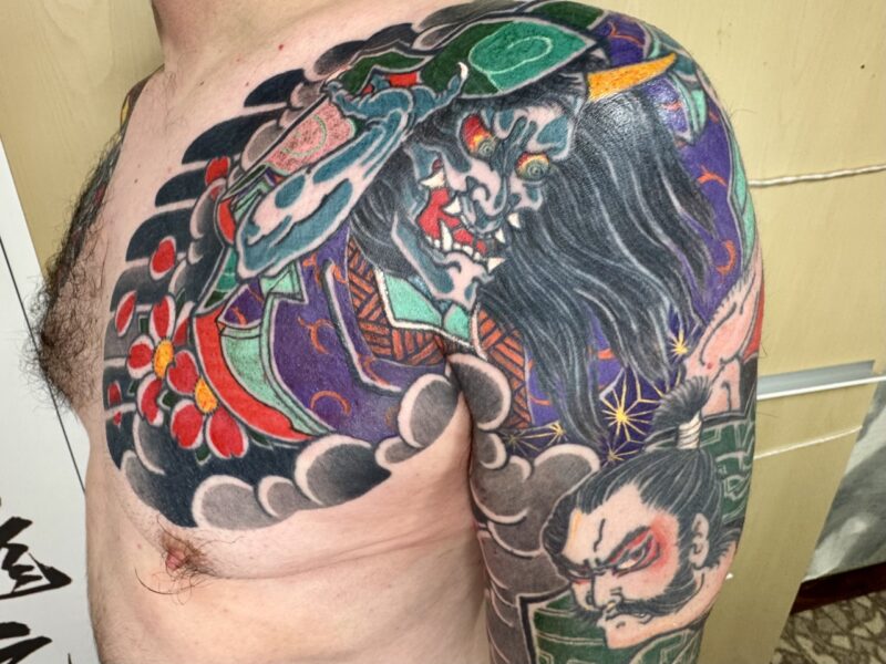 茨木童子と渡辺綱　肩額九分袖